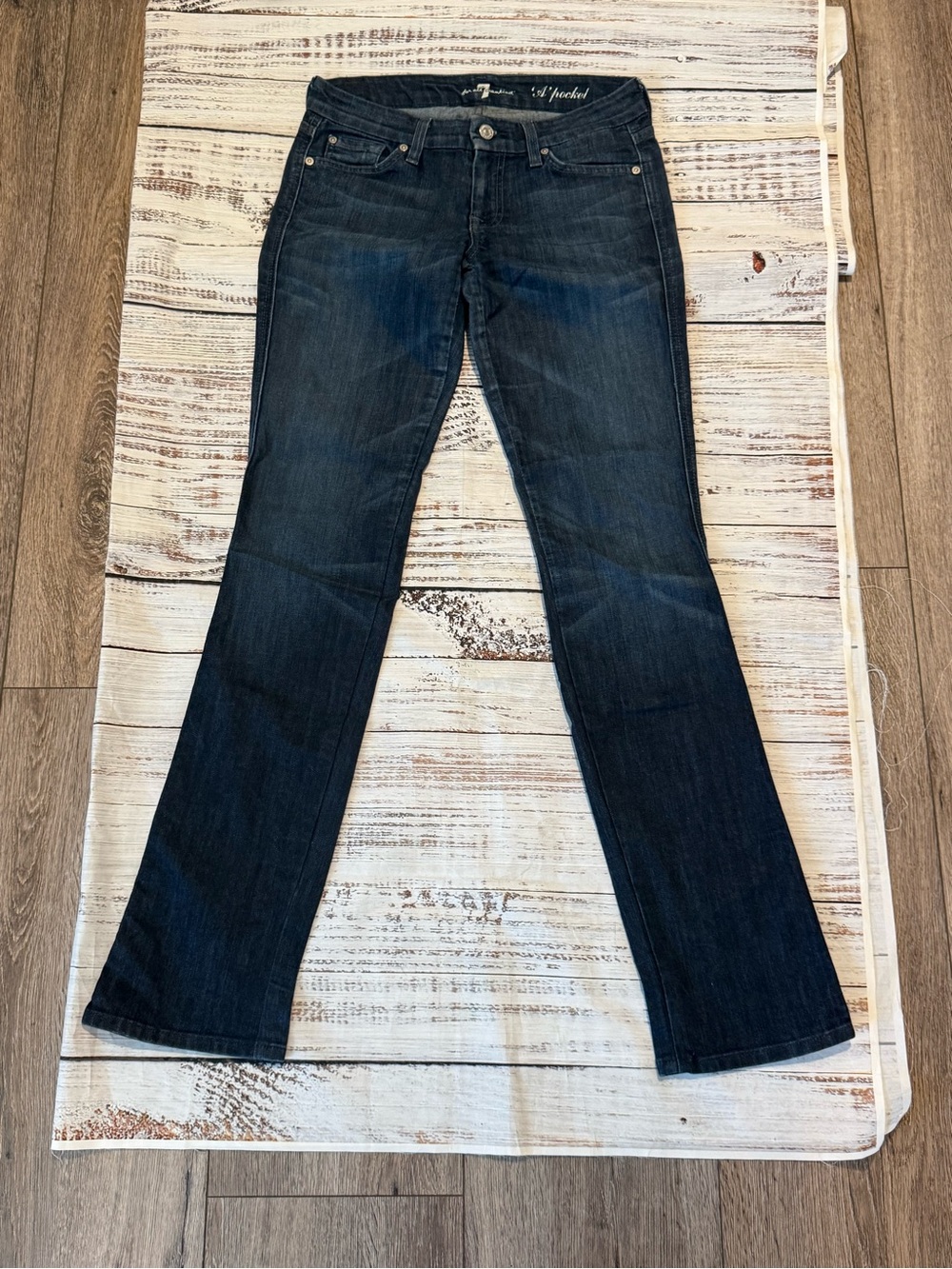 7 For All Mankind Y2K Crystal A Pocket Bootcut Flare Jeans Dark Wash Sz 26